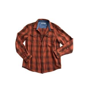 Outerknown Blanker Shirt Orange Plaid Medium